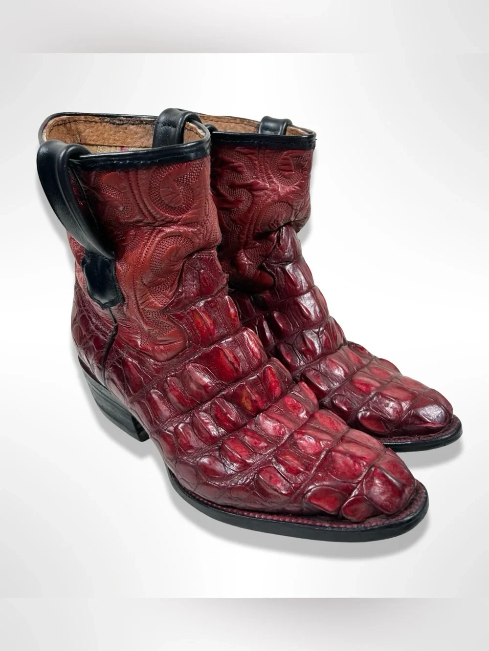 BOTAS RIOS vintage 90s giant hornback crocodile western ankle boots